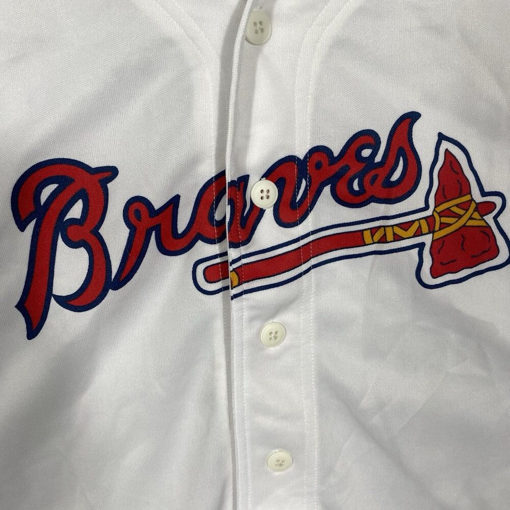 Vintage Atlanta Braves Jersey Mens Large MLB Button Front Rawlings 90s White - Picture 3 of 9